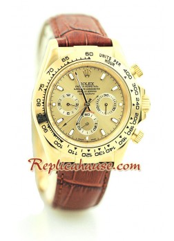 Reloj Rolex Réplica Daytona Oro 18K con correa de cuero