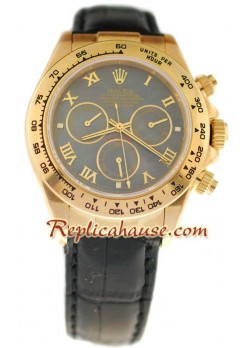 Reloj Rolex Réplica Daytona Oro 18K con correa de cuero