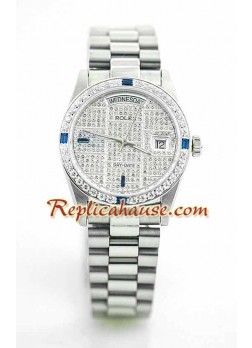 Rolex Réplica Day Date Silver - Diamond