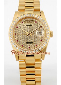 Rolex Réplica Day Date Gold Diamond