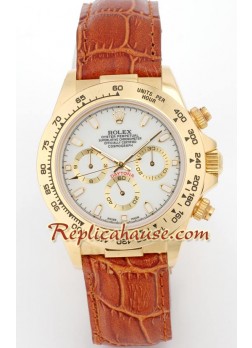 Reloj Rolex Réplica Daytona Oro 18K con correa de cuero