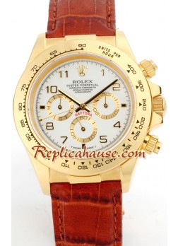 Reloj Rolex Réplica Daytona Oro 18K con correa de cuero