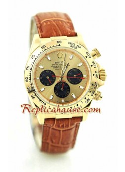 Reloj Rolex Réplica Daytona Oro 18K con correa de cuero