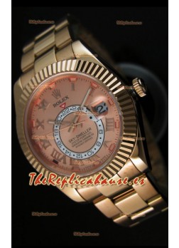 Rolex Sky-Dweller Reloj de Oro Amarillo de 18K en color Salmón con Numerales Romanos