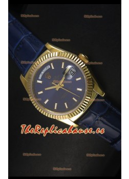 Rolex Day Date 36MM Reloj Réplica Suizo en Oro Amarillo - Dial Azul Oscuro