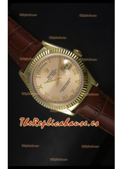 Rolex Day Date 36MM Reloj Réplica Suizo en Oro Amarillo - Dial Champange