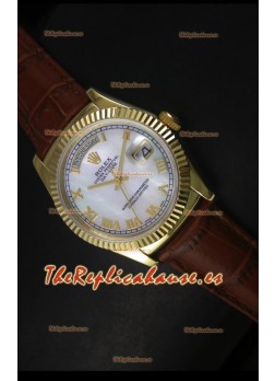 Rolex Day Date 36MM Reloj Réplica Suizo en Oro Amarillo - Dial Blanco MOP