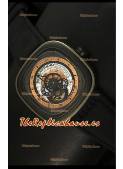 SevenFriday P-32 Movimiento Original Miyota 82S7, Gris y Negro - Calidad Espejo 1:1