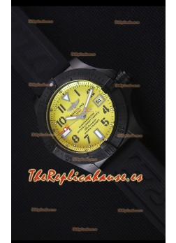 Breitling Avenger Blacksteel Reloj Replica Suizo revestimiento DLC, Dial Amarillo