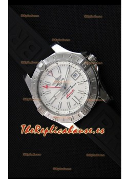 Breitling Avenger II GMT Reloj Replica Suizo a Espejo 1:1 Dial Blanco