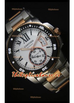 Calibre De Cartier Reloj 42MM Dial Negro, Caja en dos tonos - Reloj replica a espejo 1:1
