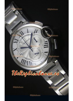 Ballon De Cartier Cronógrafo Caja en Acero Inoxidable Dial Blanco - Replica a Espejo 1:1