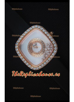 Chopard Happy Diamonds 38MM Correa Negra, Dial Blanco