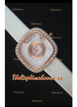 Chopard Happy Diamonds 38MM Correa Blanca, Dial Blanco