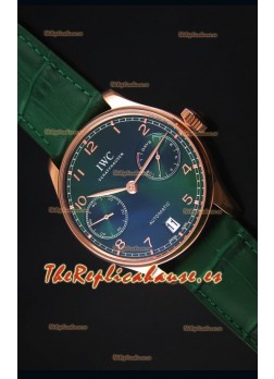 IWC Portugieser Swiss 1:1 Reloj Replica a Espejo Dial Verde Caja en Oro Rosado