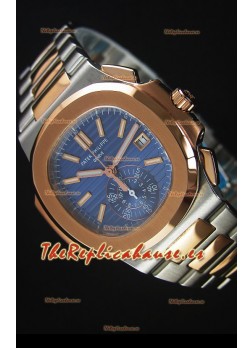 Patek Philippe Nautilus 5980 Cronógrafo Replica a Espejo 1:1 - Caja en dos Tonos - Dial Azul