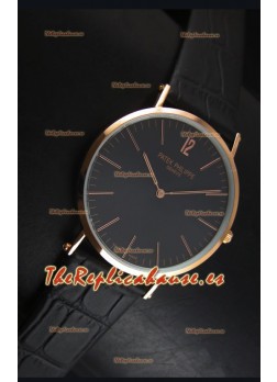 Patek Philippe Calatrava Ulta -Thin Reloj Cuarzo Suizo Caja de Oro Rosado