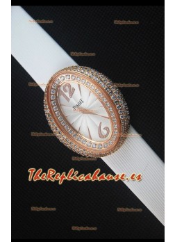 Piaget Limelight Magic Hour Reloj de Cuarzo Suizo en Oro Rosado con Correa Blanca