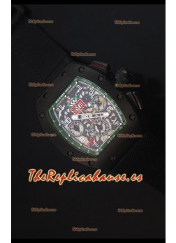 Richard Mille RM011 Filipe Massa Reloj Replica Suizo Revestimiento PVD en correa Negra de Nylon