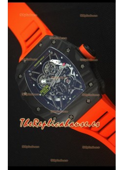 Richard Mille RM035-2 Rafael Nadal Caja de Carbón Forjado con Correa de Goma Naranja