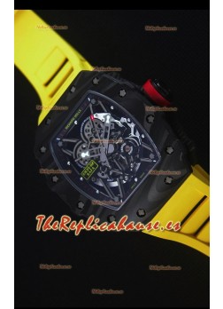 Richard Mille RM035-2 Rafael Nadal Caja de Carbón Forjado con Correa de Goma Amarillo