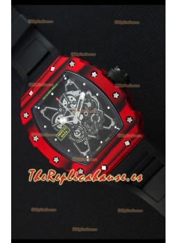 Richard Mille RM35-01 Reloj con Caja de Carbón Forjado Rojo de una sola Pieza en Correa color Negro