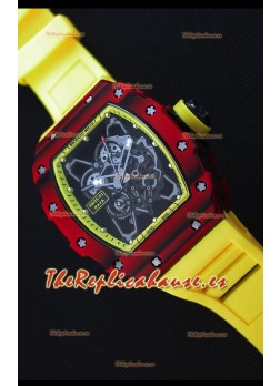 Richard Mille RM35-01 Reloj con Caja de Carbón Forjado Rojo de una sola Pieza en Correa color Amarillo