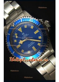 Tudor Oyster Prince Vintage 200M Dial Azul Marcadores en forma de Cuadrados Reloj Replica Suizo a espejo 1:1
