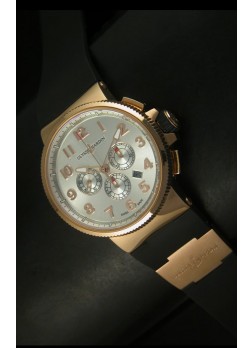 Ulysse Nardin Marine Cronógrafo en Oro Rosado, Dial Negro Numeros Arábigos - Réplica Escala 1:1
