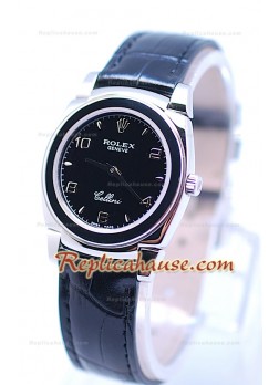 Rolex Celleni Cestello Reloj Suizo Señoras Todo Negro