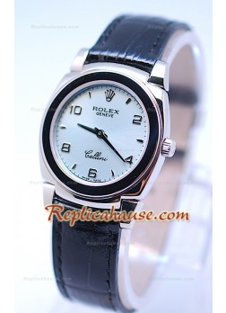 Rolex Celleni Cestello Reloj Suizo Señoras Esfera Plata y Correa Azul